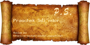 Praschek Sándor névjegykártya